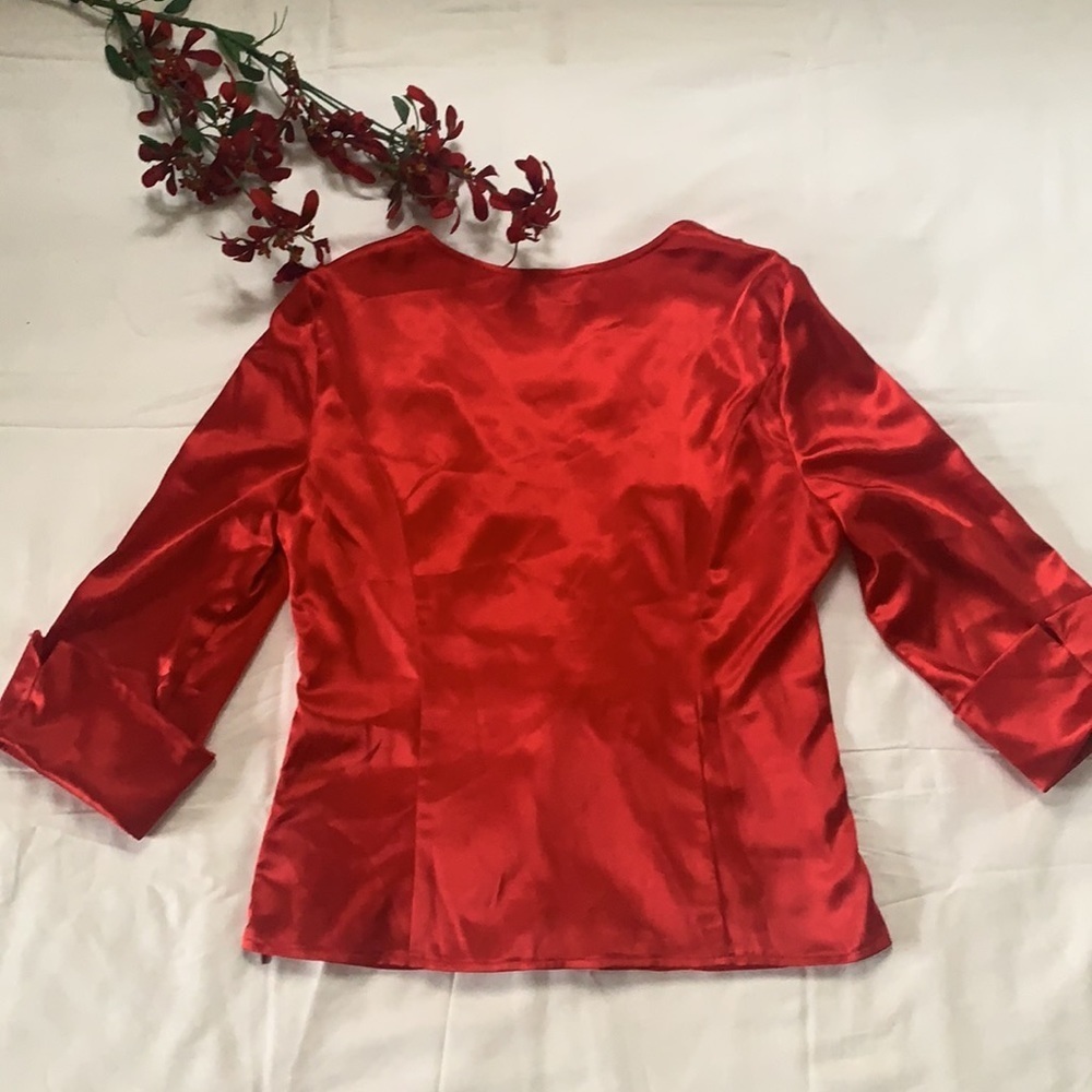 Joseph Ribkoff Scarlet Satin Blouse - Picture 7 of 12